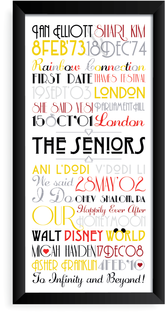Personalised Family Timelines - Calligraphy (553x1024), Png Download