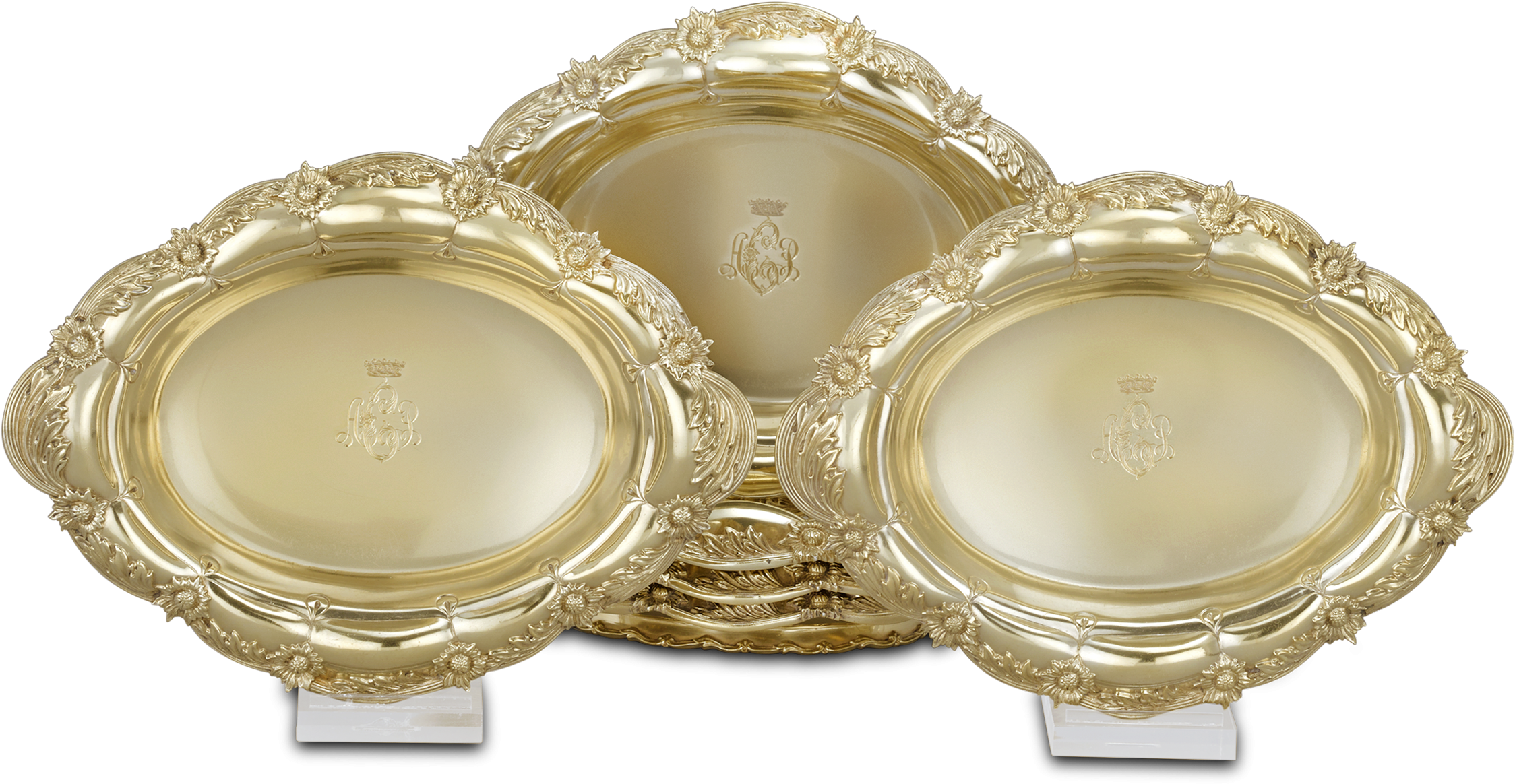 Chrysanthemum Silver Gilt Oval Bowls - Candle (2500x2000), Png Download