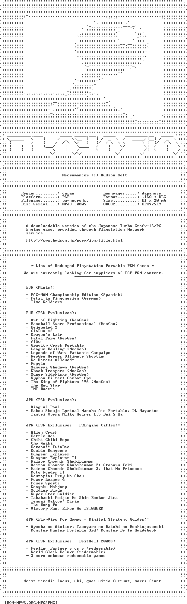 Necromancer Jpn Psn Psp-playasia - Document (632x2016), Png Download