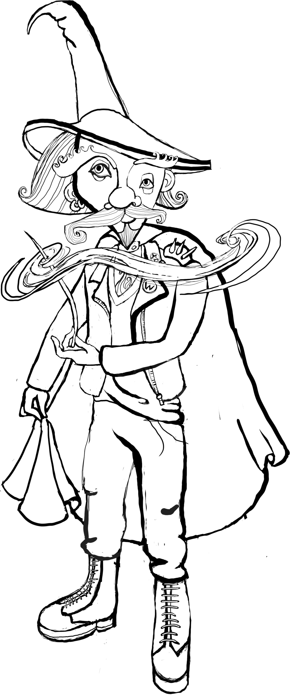Wizard With Wand (1000x2387), Png Download