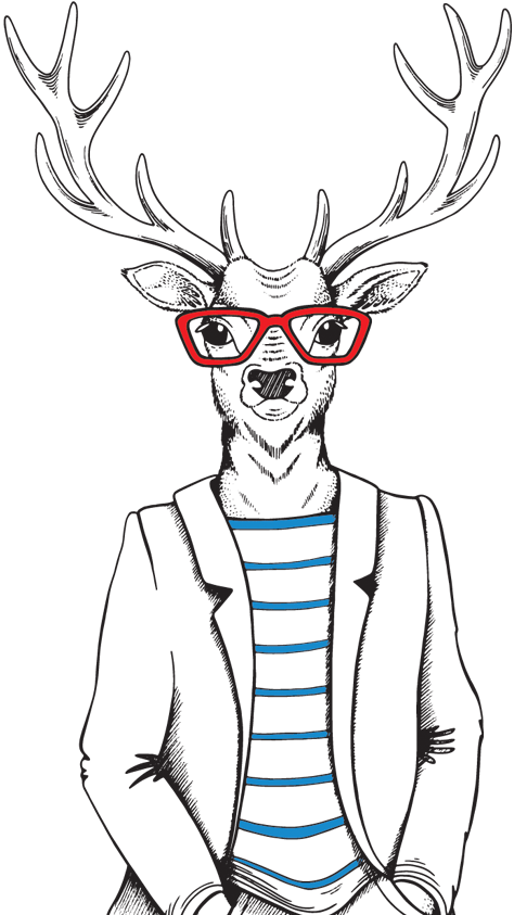 Brisbane Rooftop Bar Deer - Cartoon (474x843), Png Download