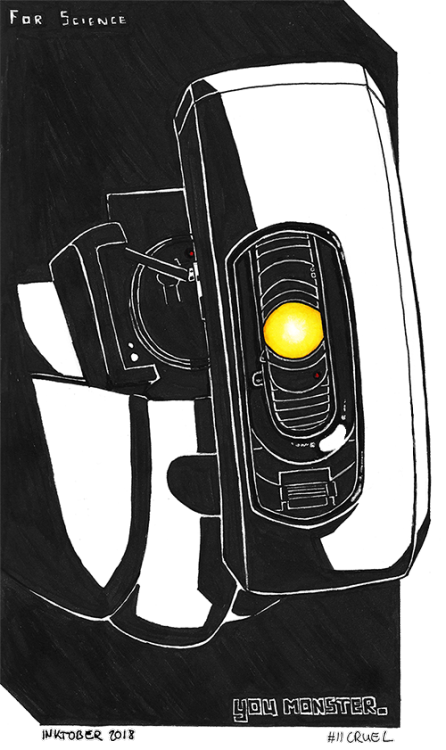 Ravensart Inktober 2018 Portal Glados Cruel My Role - Illustration (446x750), Png Download