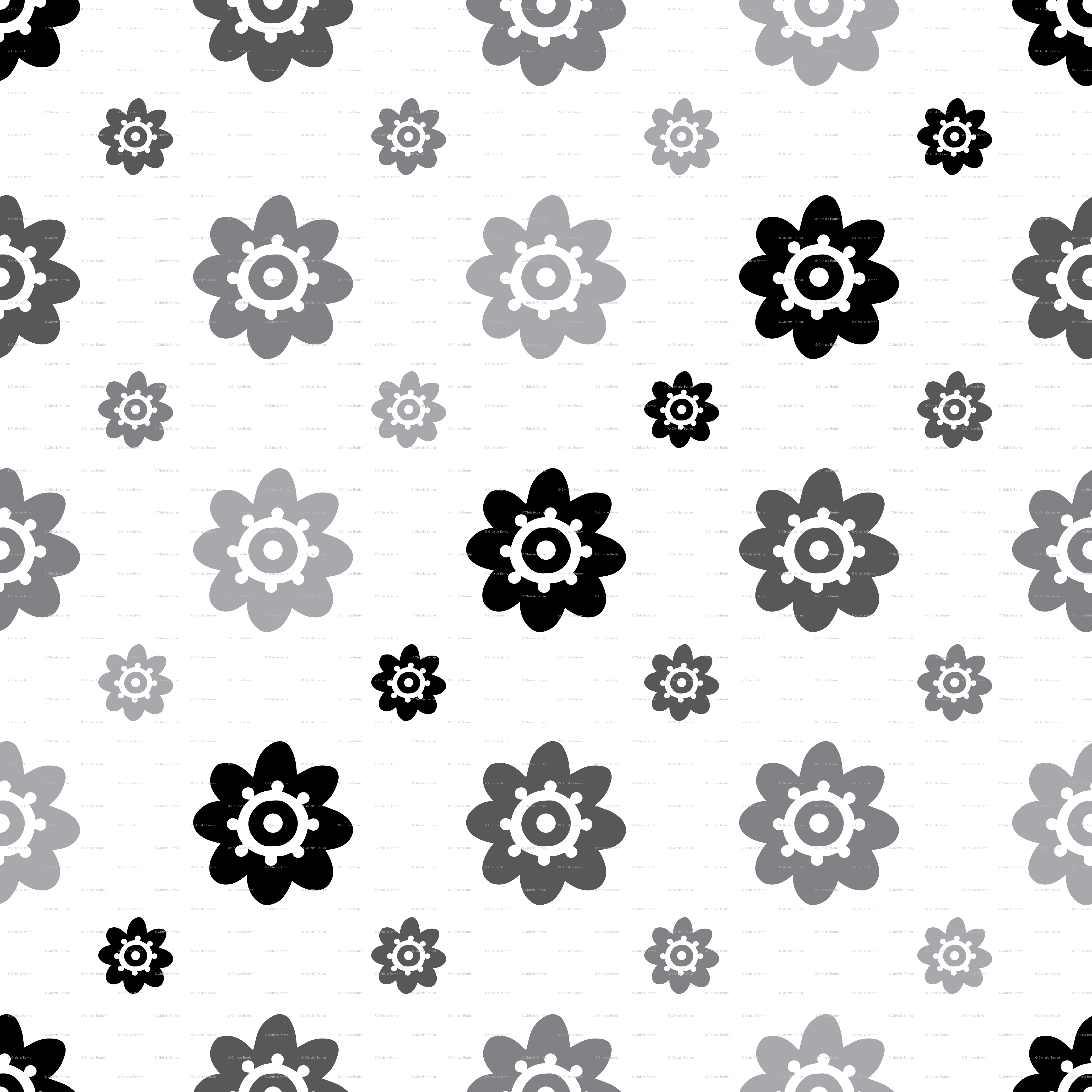 Flower Pattern White Grey And Black Wallpaper - Floral Design (4166x4166), Png Download
