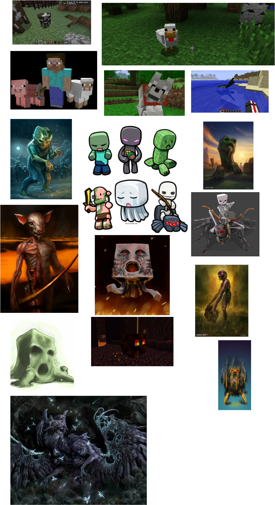 As You Could See Most Of Those Were Realistic Minecraft - Collage (954x1753), Png Download