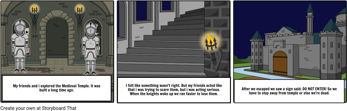 Exploring The Medival Temple - Cartoon (1164x385), Png Download