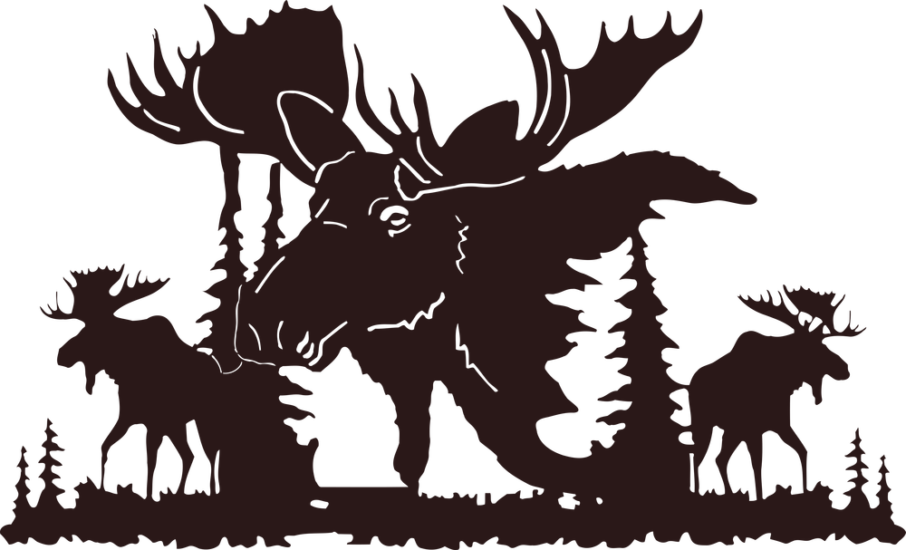 Picsonmetal - Com - Moose - Moose Metal Wall Art (1000x607), Png Download