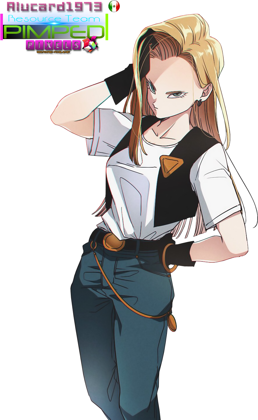 Android 18 Long Hair (900x1450), Png Download