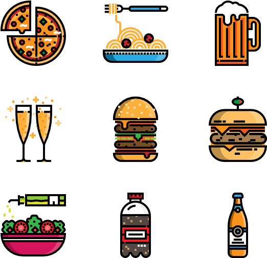 Food And Restaurant 267871 Restaurant Icon, Icon Font - Junk Food Sprite (600x564), Png Download
