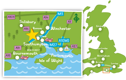 Paultons Park And Peppa Pig World Directions - Peppa Pig World On Map (430x276), Png Download