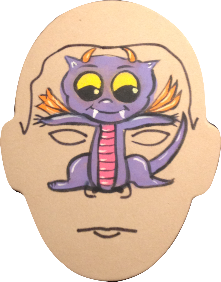 Baby Dragon Face Paint - Cartoon (750x958), Png Download