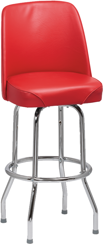 Royal Industries High Back Chrome Frame Red Vinyl Bar - Classic Diner Bar Stools (900x900), Png Download
