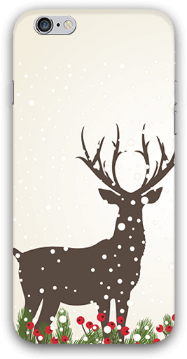 Deer Background With Snow Iphone 6 Mobile Case - Mobile Phone (600x600), Png Download