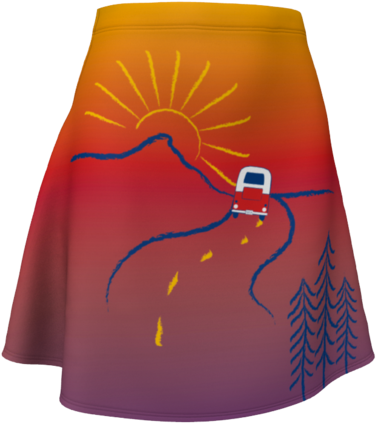 On The Road Women's Flare Skirt - Lampshade (620x553), Png Download