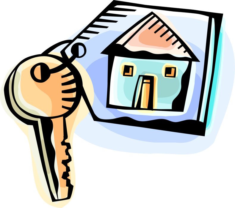 Vector Illustration Of Security House Key With Home (790x700), Png Download