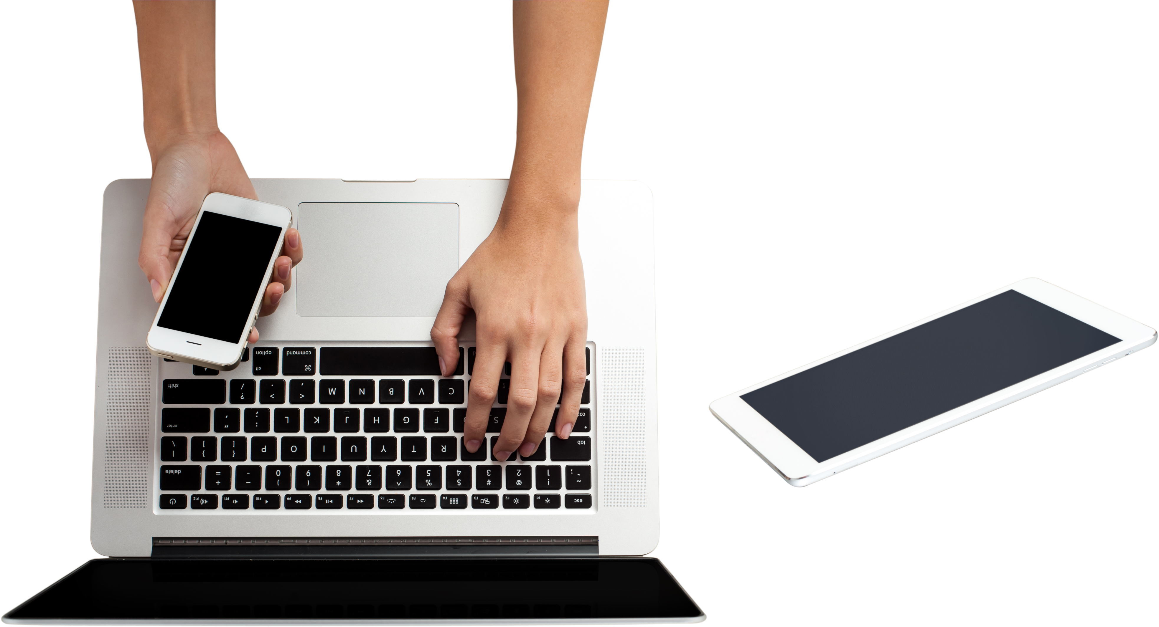 Laptop - Hands At Laptop Png (3990x2655), Png Download