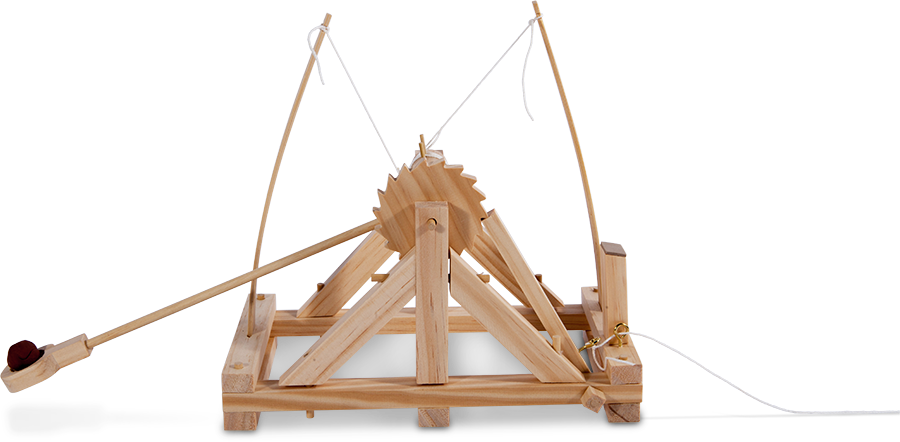 Leonardo Da Vinci Catapult - Plywood (900x442), Png Download