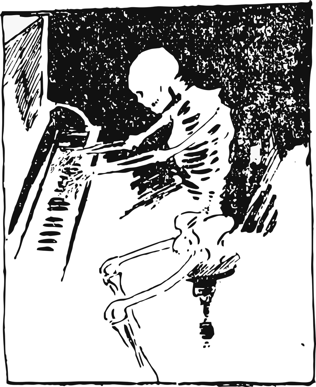Skeleton Vintage Vector - Retro Skeleton (1047x1280), Png Download
