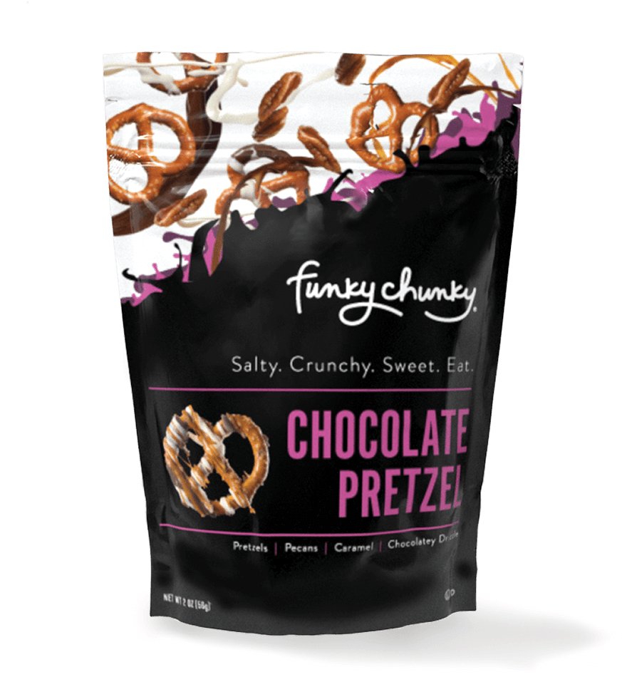 Chocolate Pretzel 2 Oz Simple Funky Chunky - Chunky Monkey Pretzels (1400x1400), Png Download
