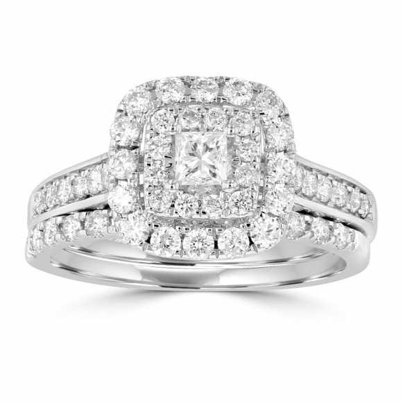 14kt White Gold - Pave Halo (580x720), Png Download