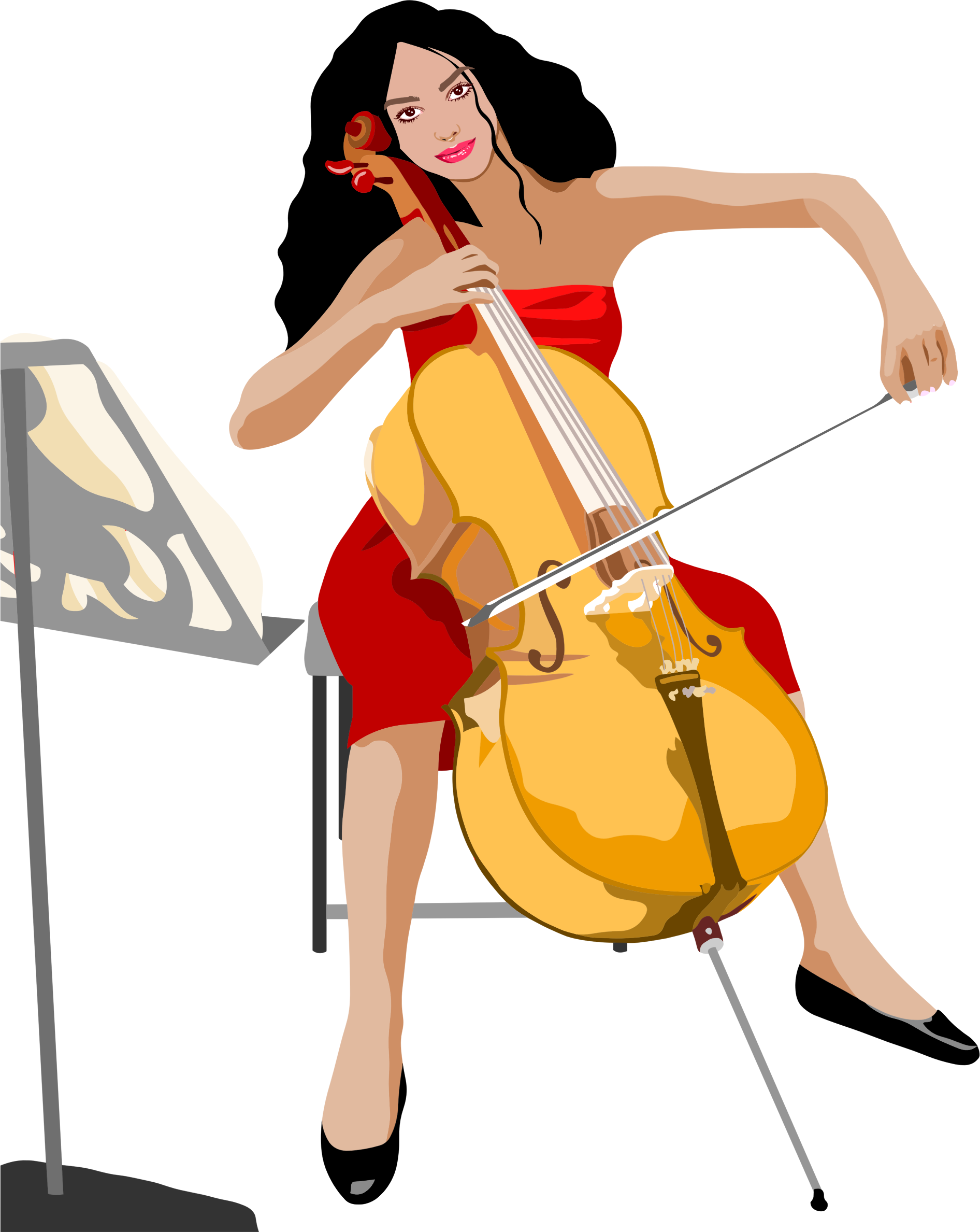 This Free Icons Png Design Of Female Cello Player (1892x2377), Png Download