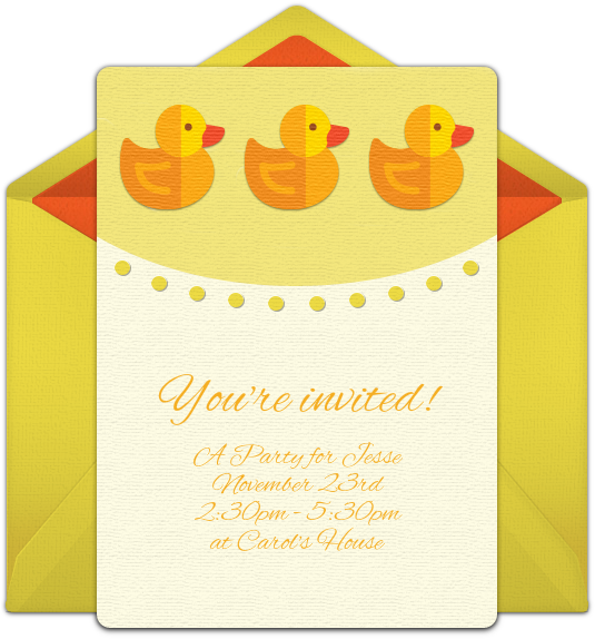 Rubber Ducks Online Invitation - Yoga Invitations (650x650), Png Download