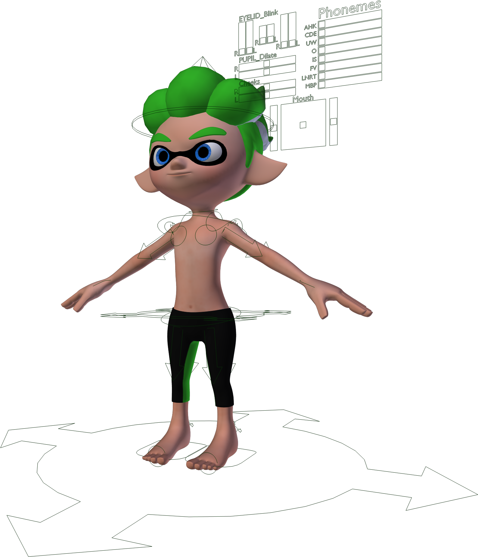 Inkling Boy And Octoling Boy 3d Model Rig From Splatoon (1920x1920), Png Download