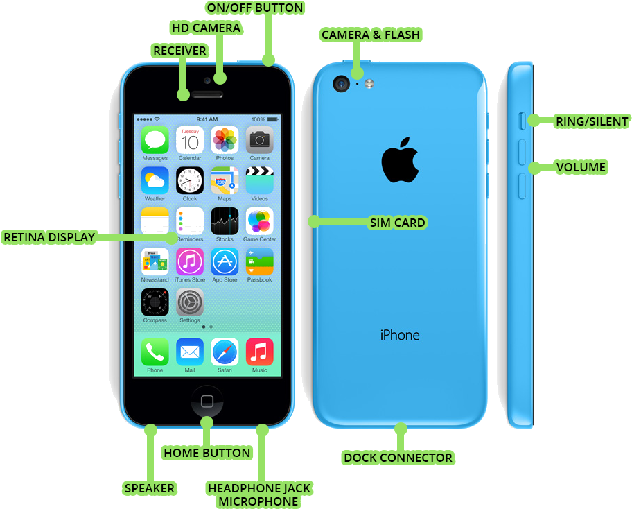 Iphone 5s And 5c At A Glance - Iphone 5c (1000x772), Png Download