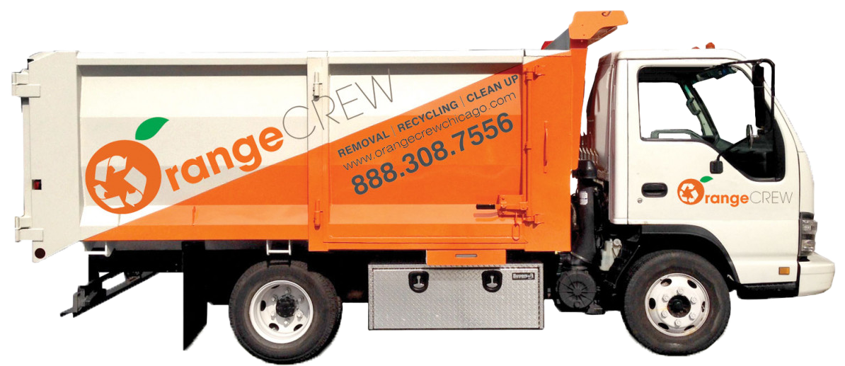 Orange Crew Junk Removal Truck - Trailer Truck (1200x542), Png Download
