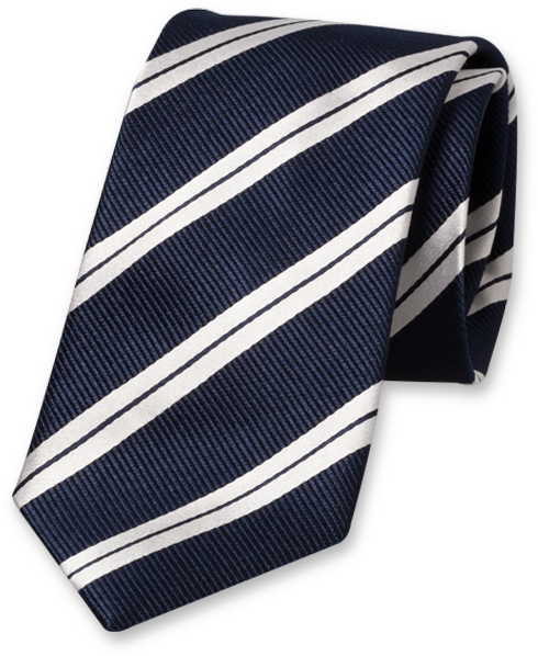 Dark Blue Tie With White Stripes - Navy Med Hvid Striber Slips (624x624), Png Download