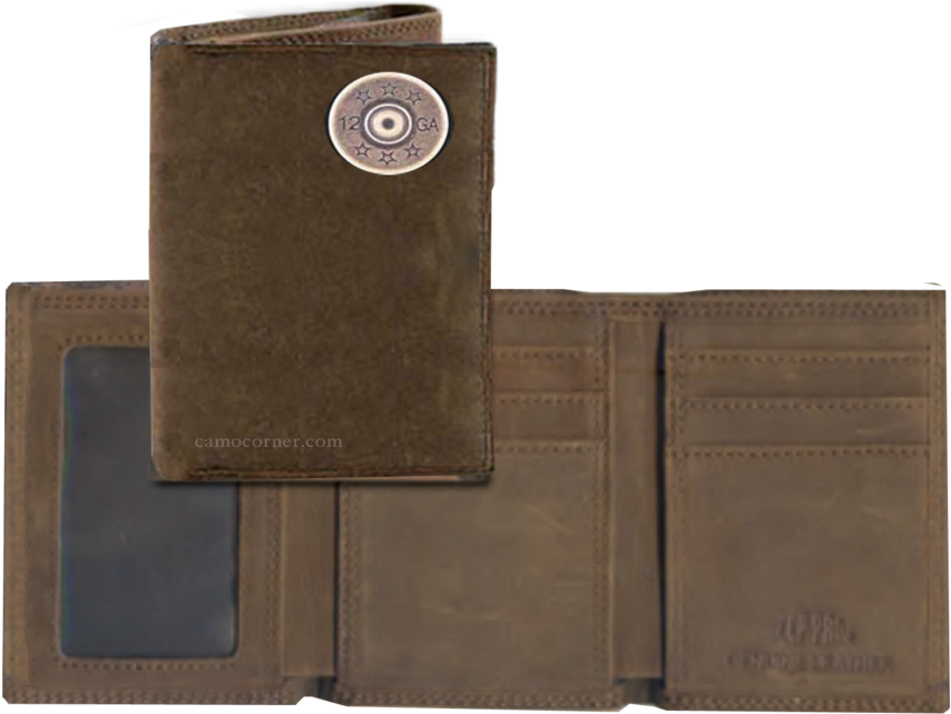 12 Gauge Shot Gun Shell Crazy Horse Tri Fold Wallet - Wallet (1024x700), Png Download