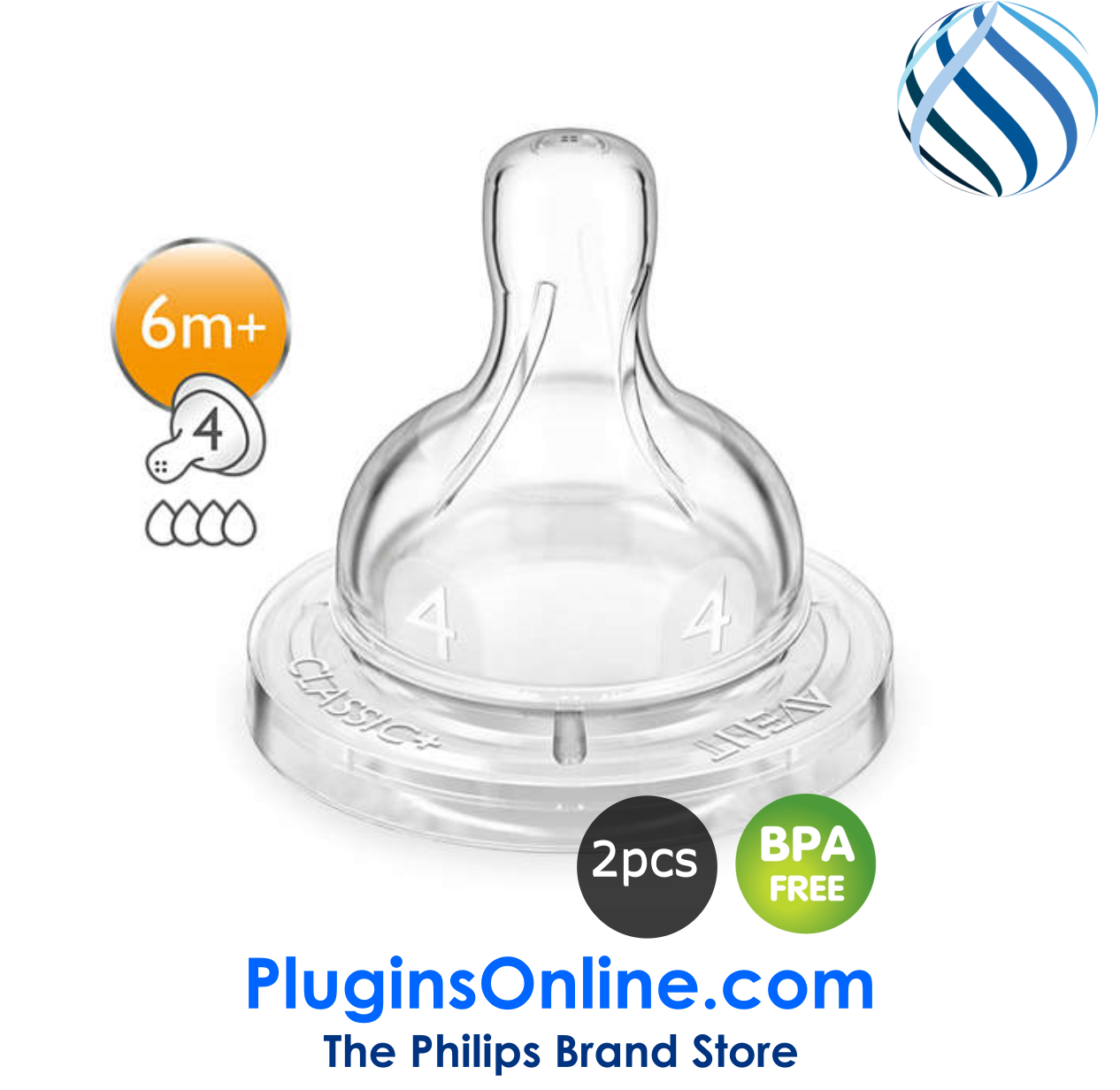 Philips Scf634/27 Silicone Teats 6m 4h - Avent Teat Fast Flow 4 Holes Normal Scf634 27 (1265x1265), Png Download