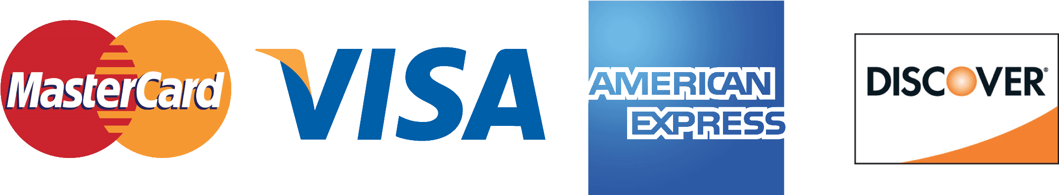Master Card, Visa, Amex, And Discover Logo - Visa Master Amex Discover (2419x578), Png Download