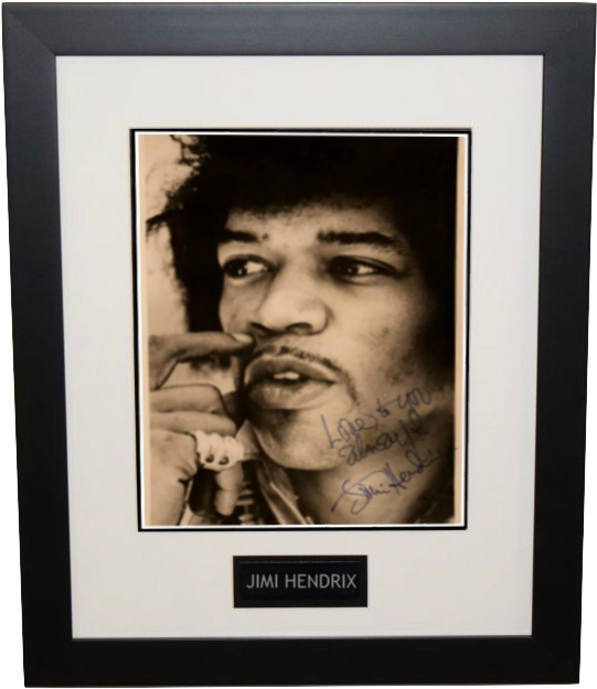 Jimi Hendrix Signed - Picture Frame (592x670), Png Download