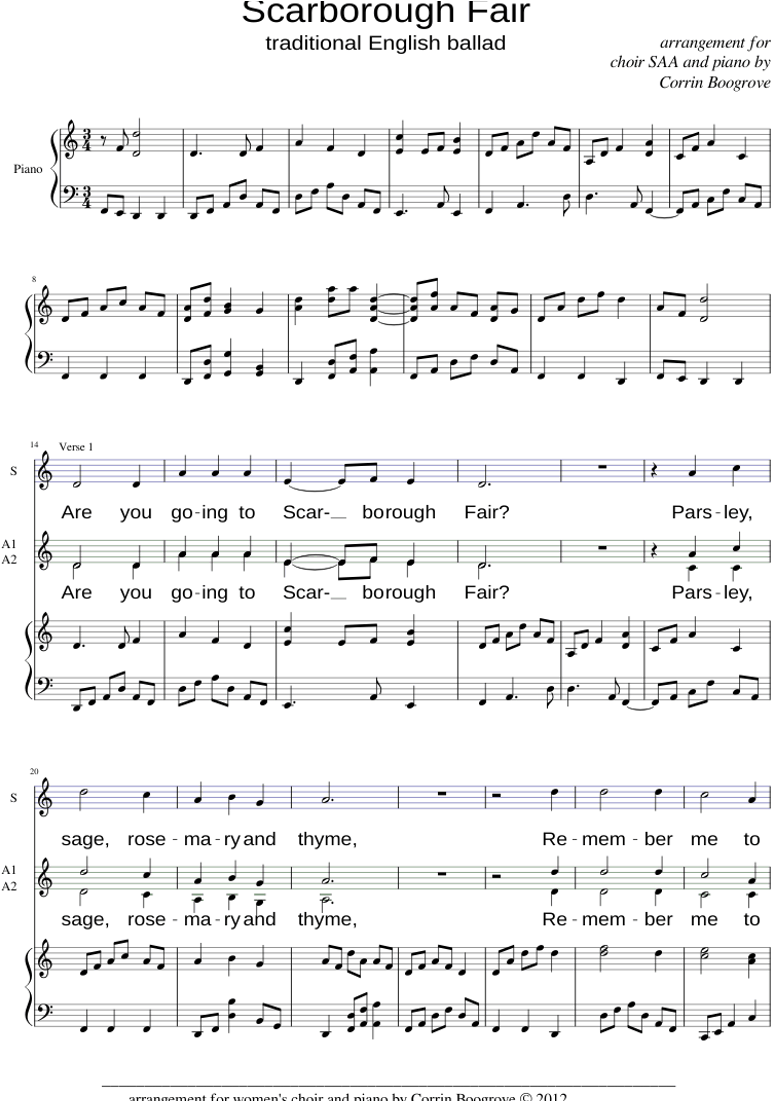 Choir Saa And Piano - Document (850x1100), Png Download
