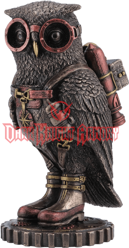 Steampunk Owl With Goggles And Jetpack Statue - Owl Sculpture (850x850), Png Download
