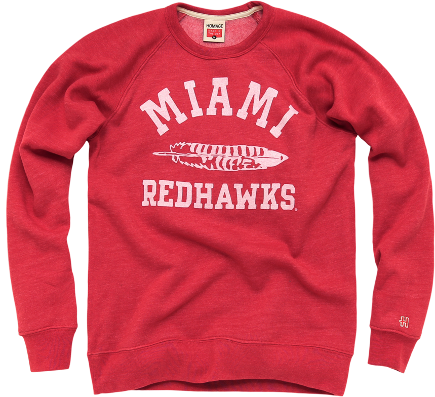 Homage Miami University Redhawks Crewneck Sweatshirt - Long-sleeved T-shirt (900x900), Png Download