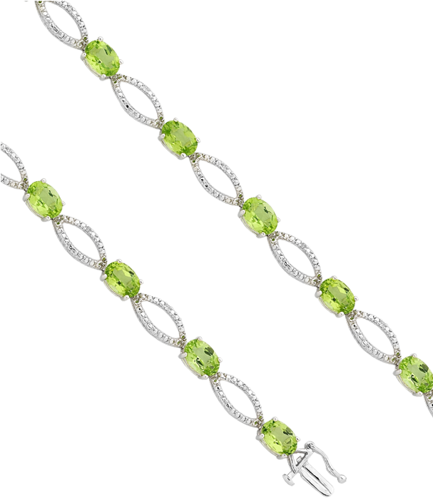 White Gold Peridot And Diamond Bracelet - Chain (606x774), Png Download