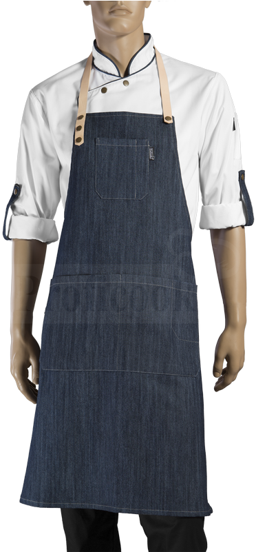 Denim Apron With Leather Straps - Waiters Aprons (533x800), Png Download