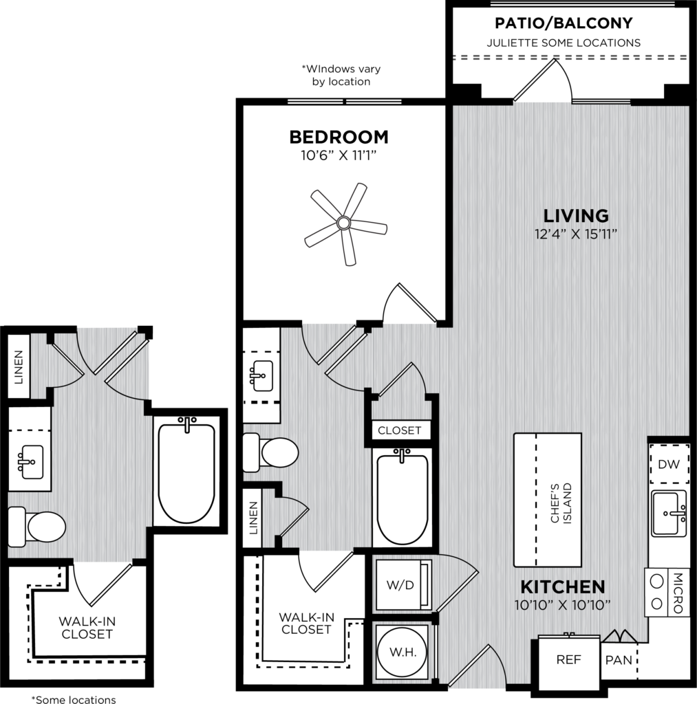 One Bedrooms - Closet Location Bedroom (1013x1024), Png Download