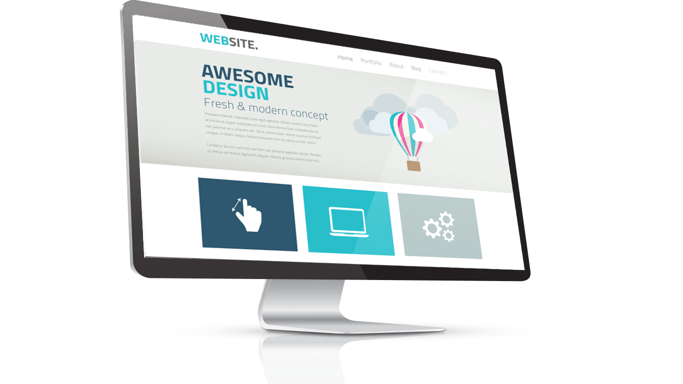 Website Design In Mac Desktop - Computer Monitor (1352x761), Png Download