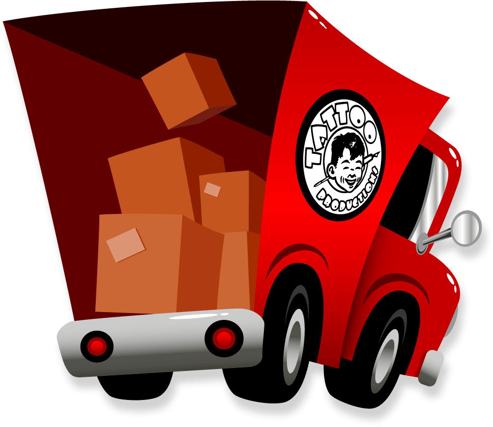 Tattoo Moving Truck Red - Illustration (1086x1450), Png Download