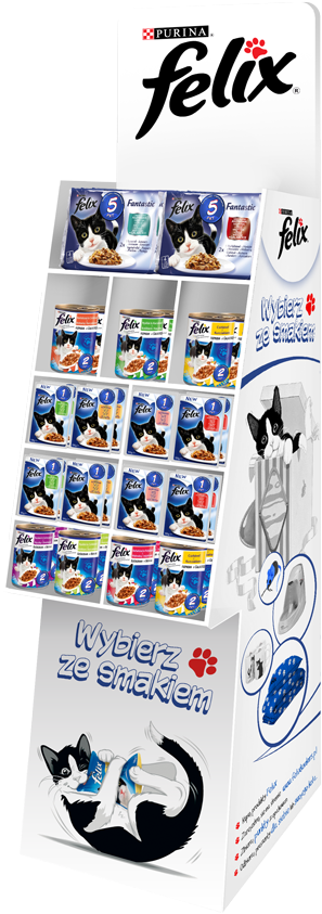 Felix And His Drawn Cat Are A Very Recognizable Brand, - Felix Cat Food (407x1000), Png Download