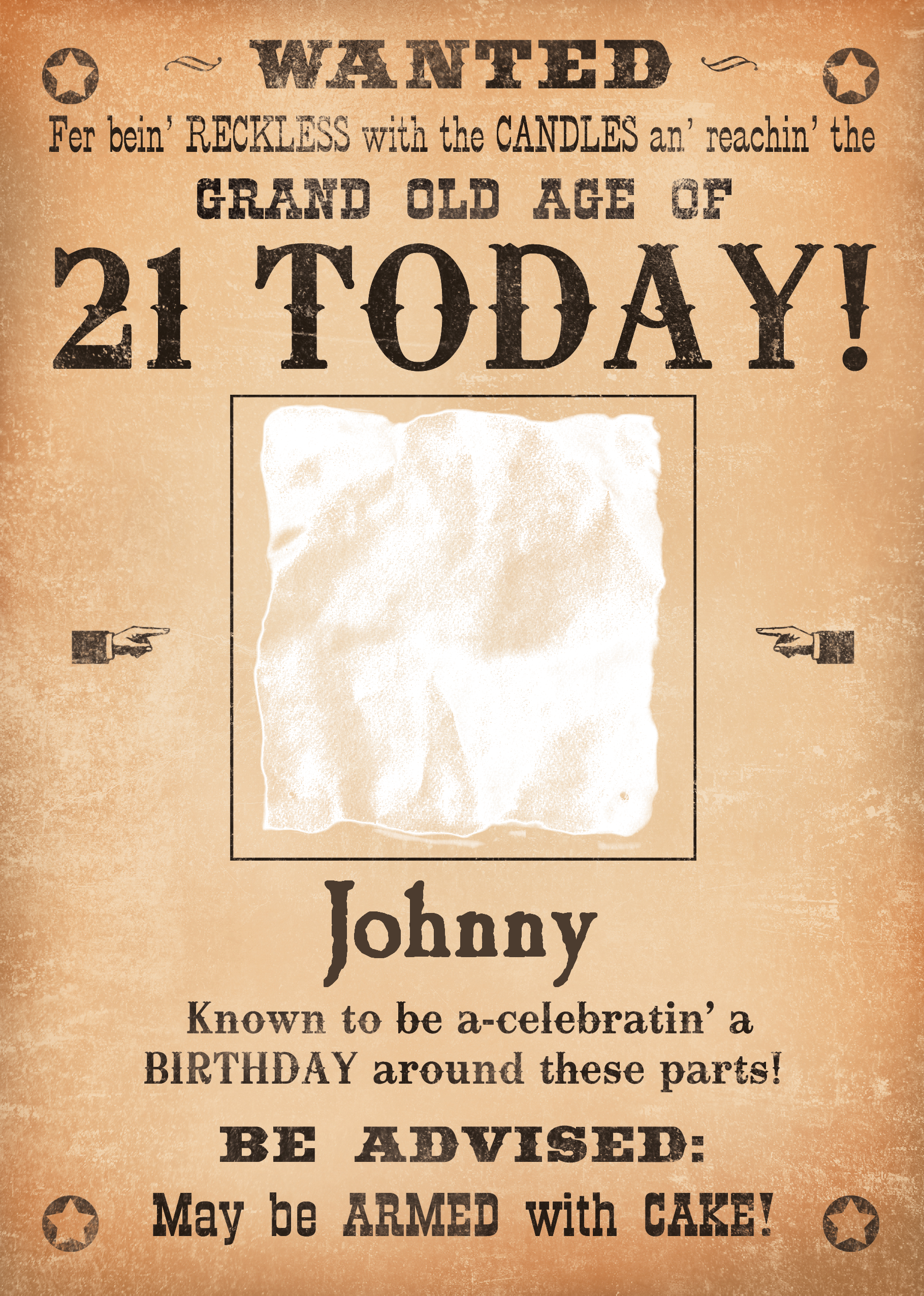 Photo Upload Card - Birthday 40 Wanted Poster (1819x2551), Png Download