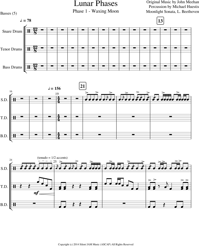Lunar Phases Phase - Sheet Music (850x1100), Png Download