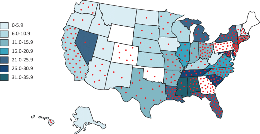 Number Of Neonates Possessing Sickle Cell Trait Per - Antidepressant Use By State (850x439), Png Download