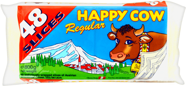 Happy Cow Slice Cheese Regular 800g - Happy Cow Slices Cheddar (800x800), Png Download