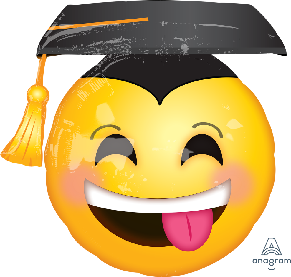 33110 Awesome Grad F - Graduation Emoji Balloon (1000x941), Png Download