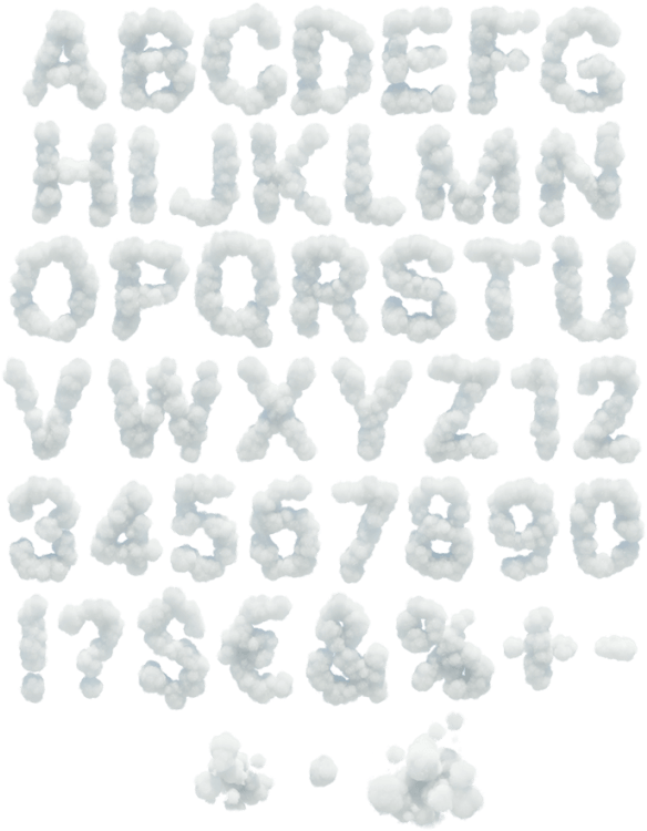 White Cloud Font Alphabet - Cloud Font Style (595x763), Png Download