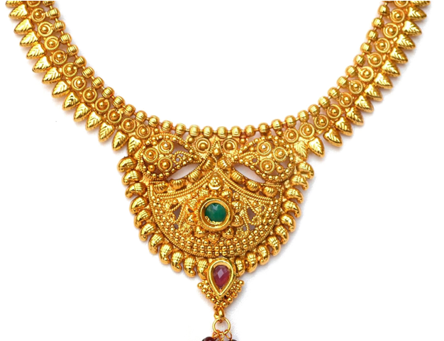 Necklace Clipart Necklace Design - Gold Necklace Design Png (640x480), Png Download