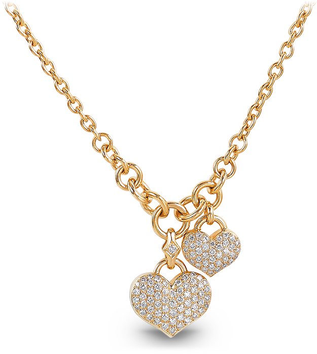Double Heart Charm Necklace - Charm Necklace With Heart (700x700), Png Download